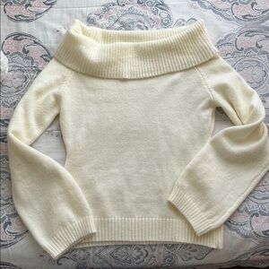 Elegant Cream Off-Shoulder Sweater